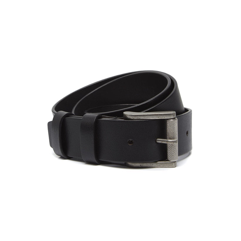 Black Leather Belt Aayden, front view