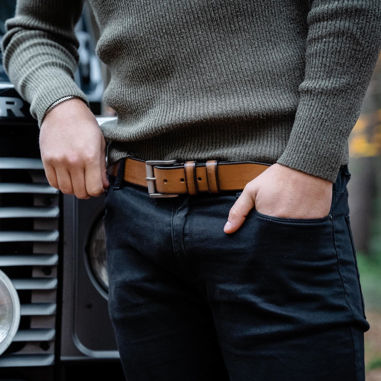 Cognac Leather Belt Aayden, product view 3