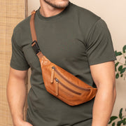 Cognac Leather Belt Bag Brana, product view 2