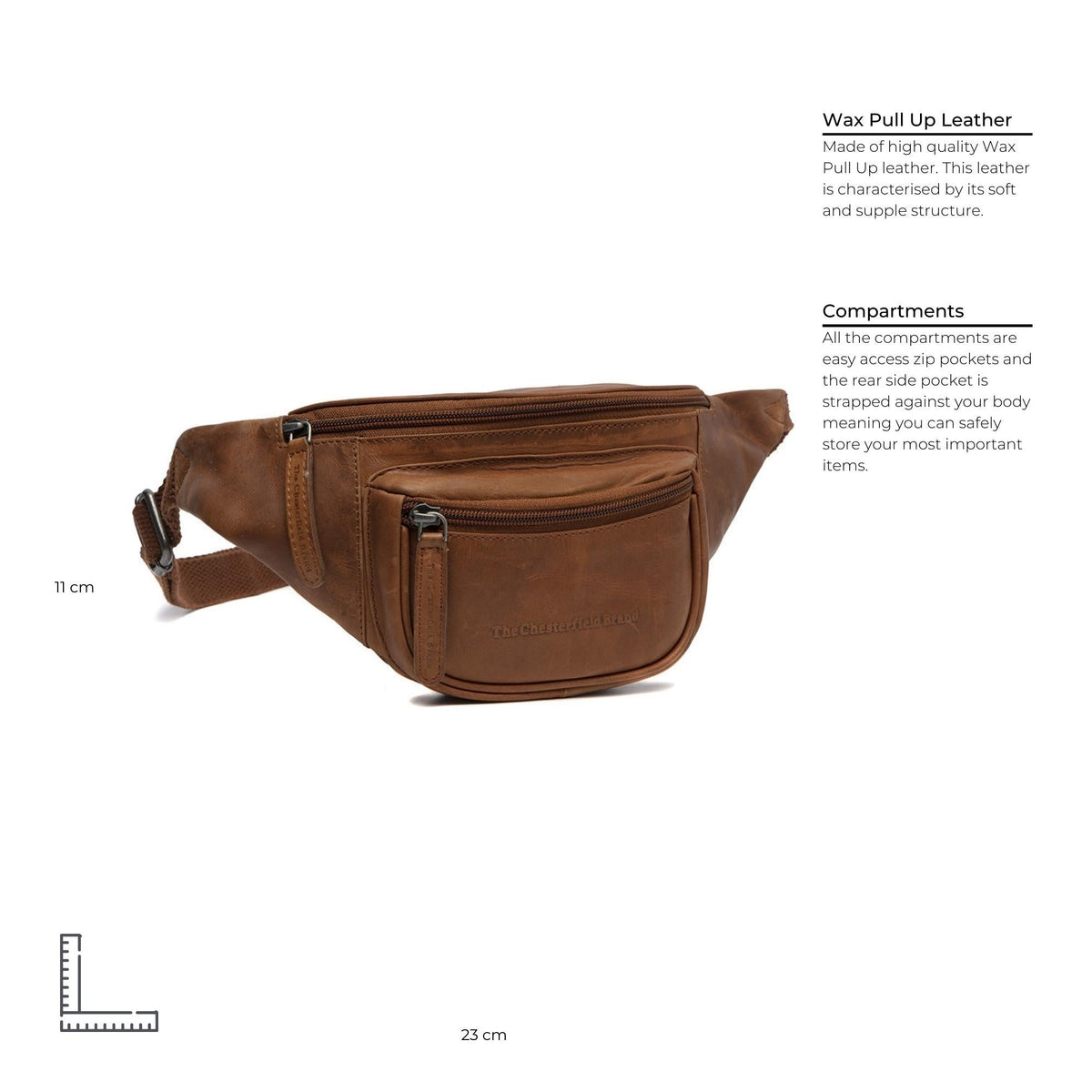 Cognac Leather Belt Bag Jack, detail view 6