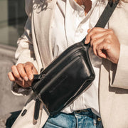 Black Leather Belt Bag Toronto, product view 2