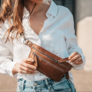 Cognac Leather Belt Bag Toronto, product view 2
