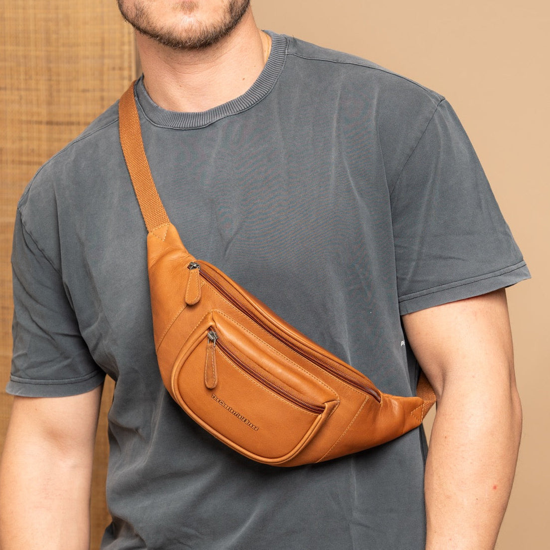 Cognac Leather Belt Bag Vernio, product view 2