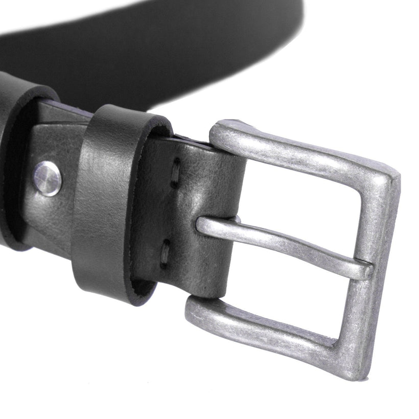 Black Leather Belt Brandon, front view