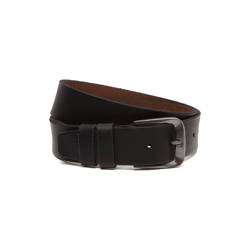 Black Leather Belt Copper, front view