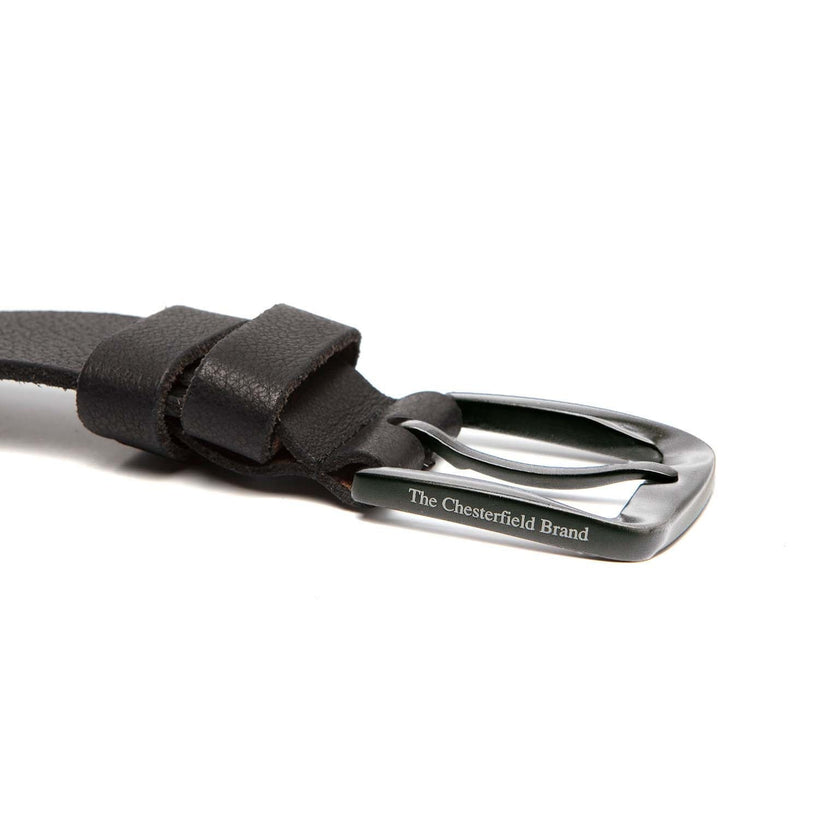 Black Leather Belt Copper, front view