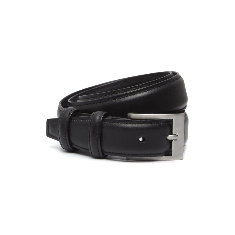 Black Leather Belt Elliot, front view