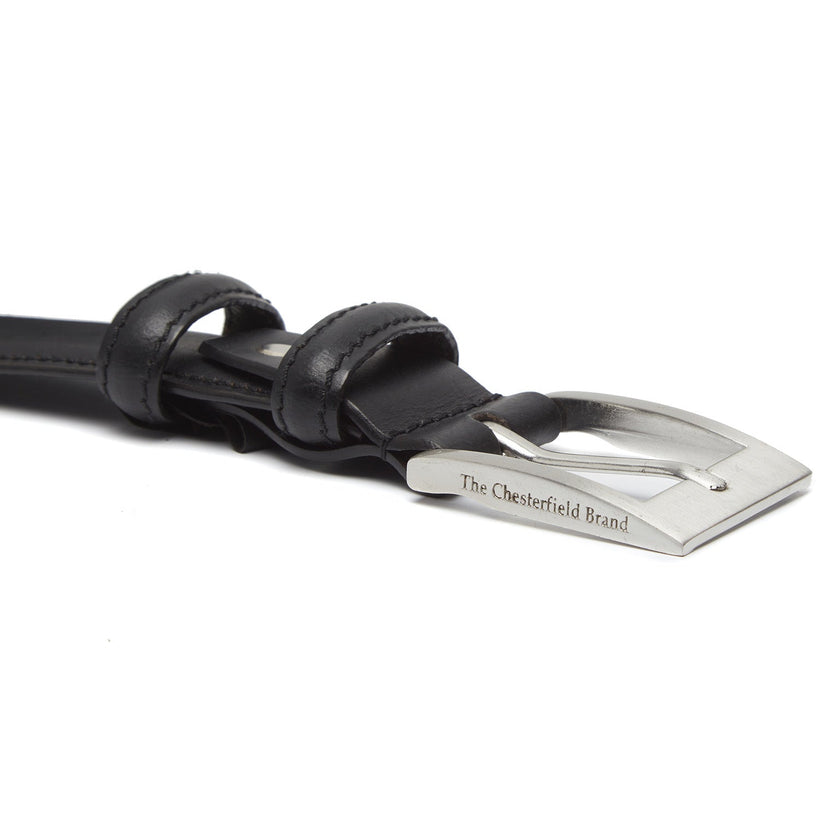 Black Leather Belt Elliot, front view