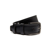 Black Leather Belt Manovo, front view