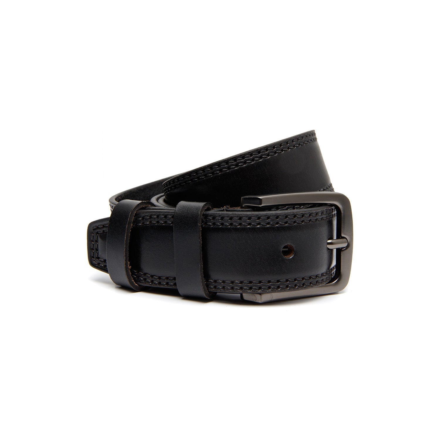 Black Leather Belt Manovo, front view