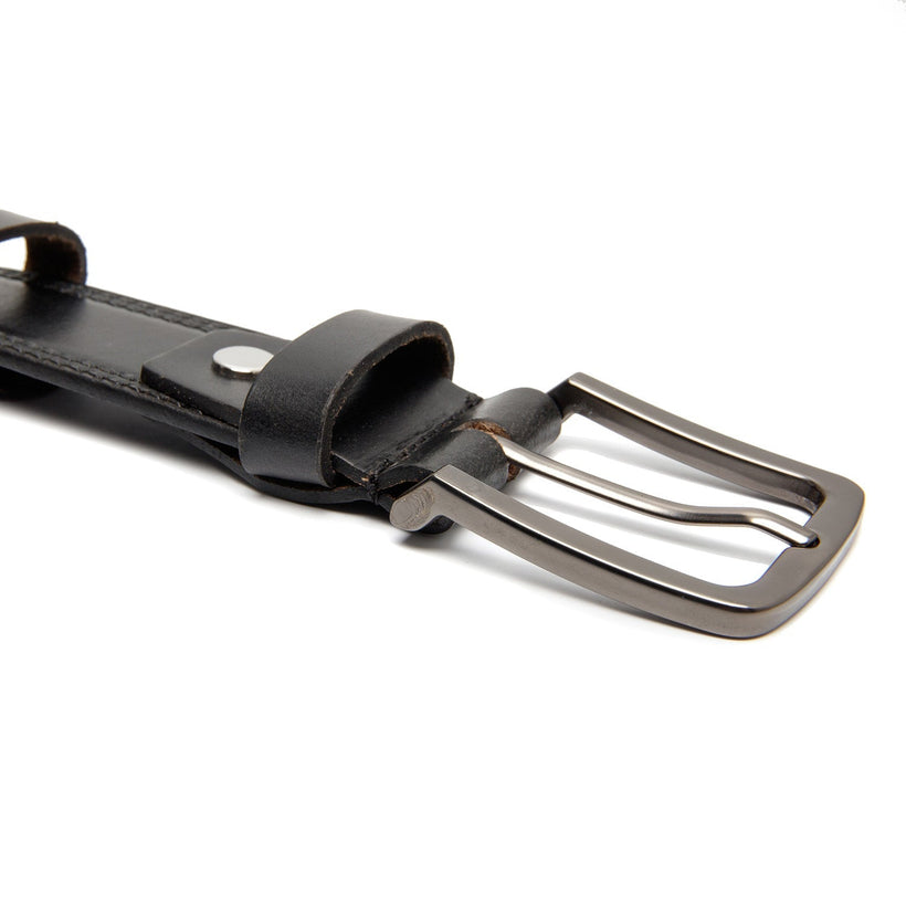 Black Leather Belt Manovo, front view