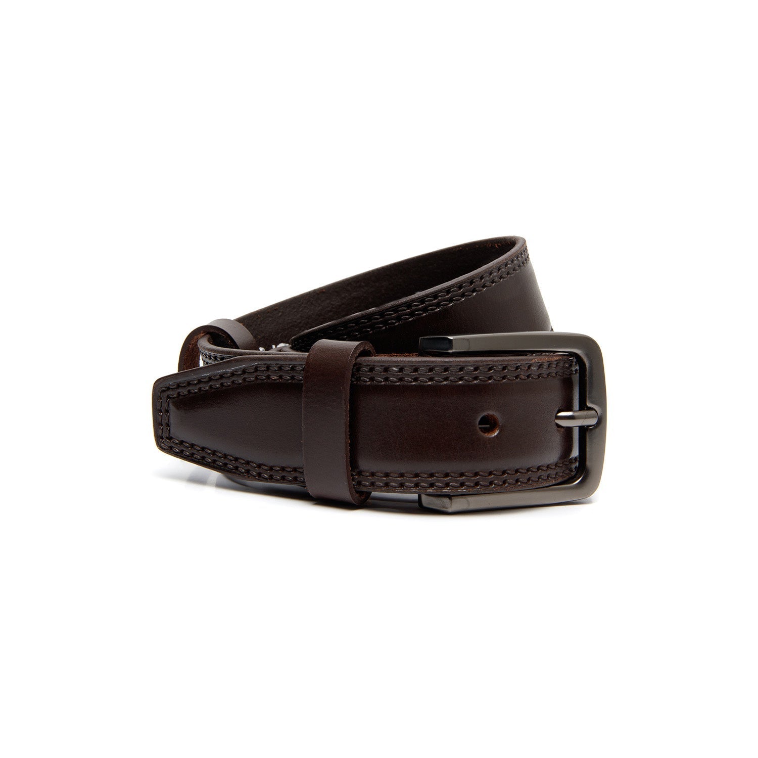 Brown Leather Belt Manovo, front view