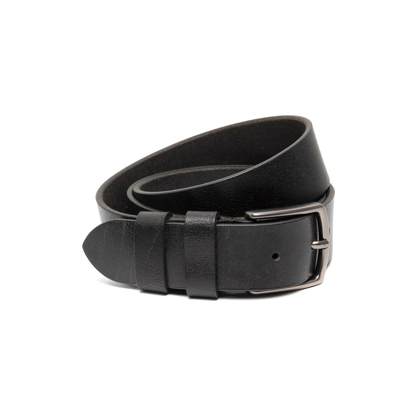 Black Leather Belt Morrison, front view