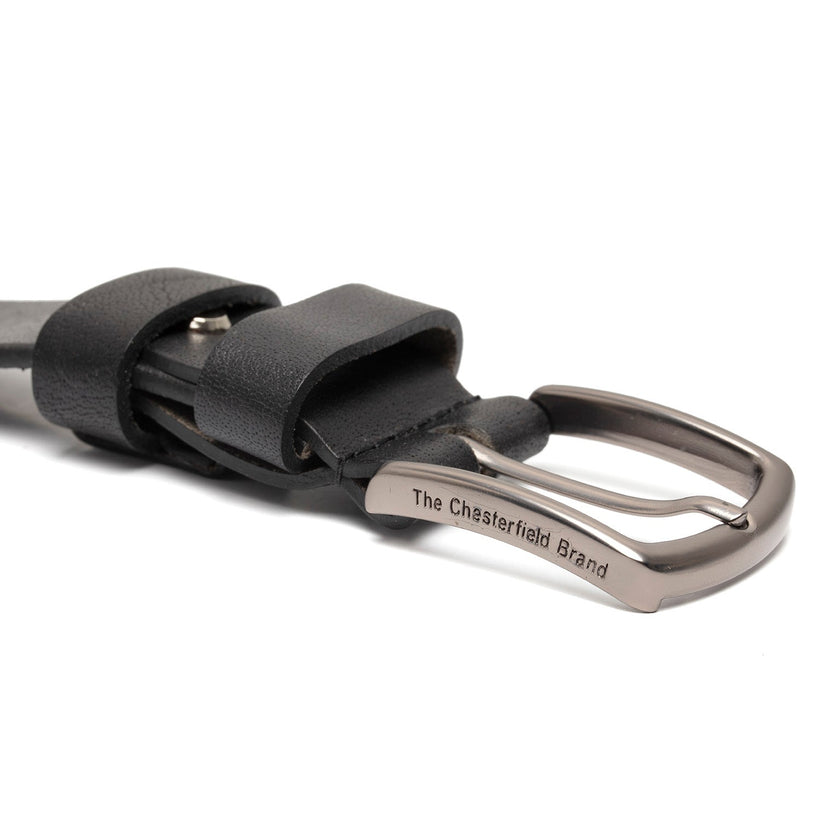 Black Leather Belt Morrison, front view