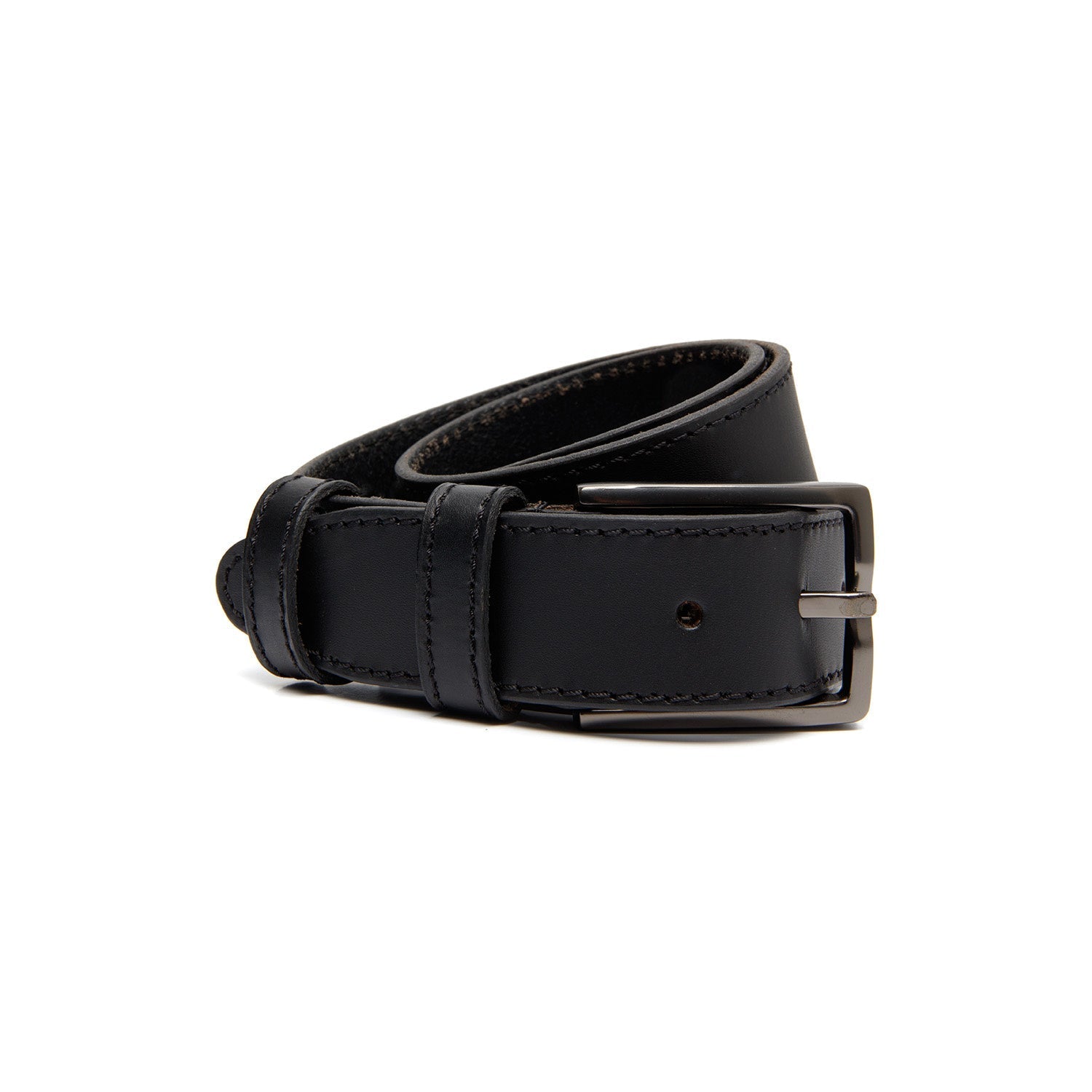 Black Leather Belt Tanaro, front view