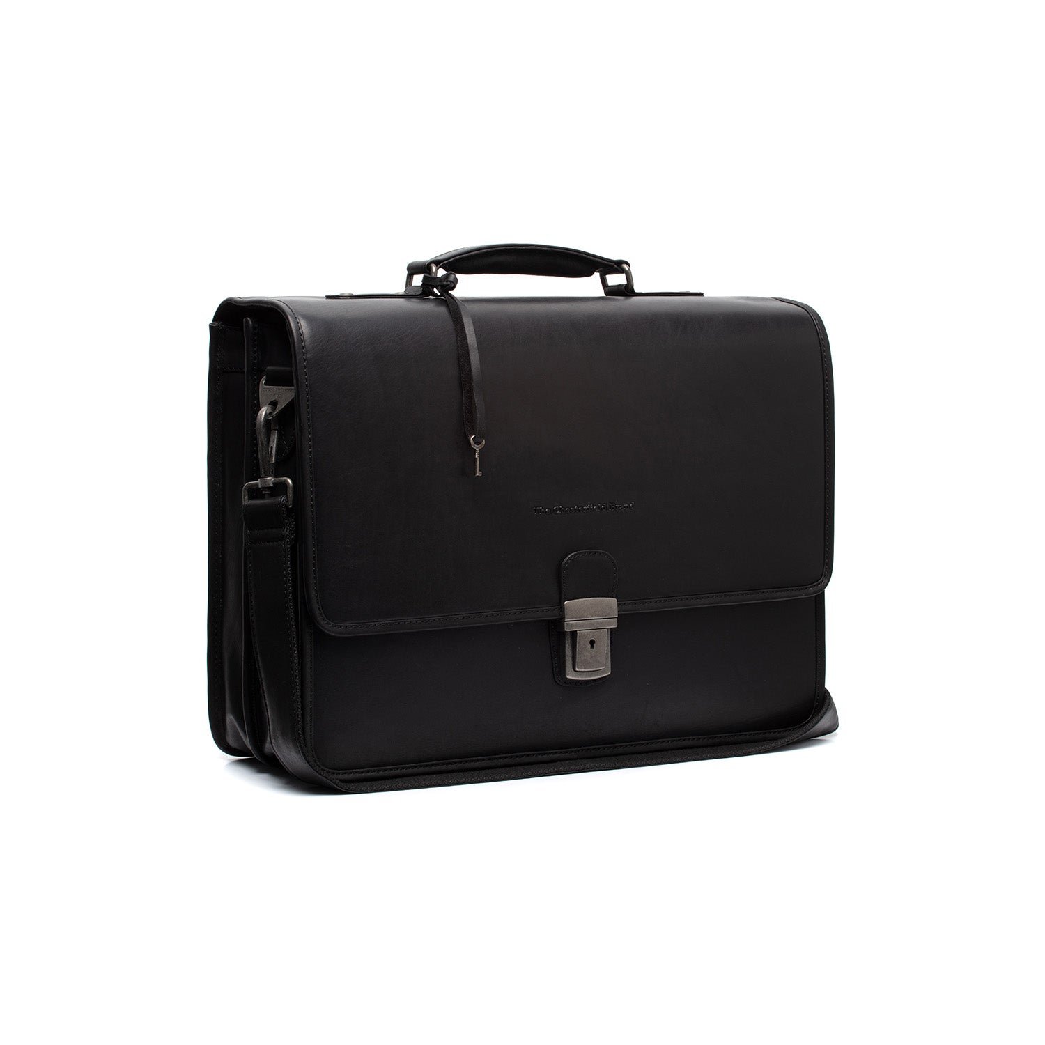 Black Leather Briefcase Glenwood, front view