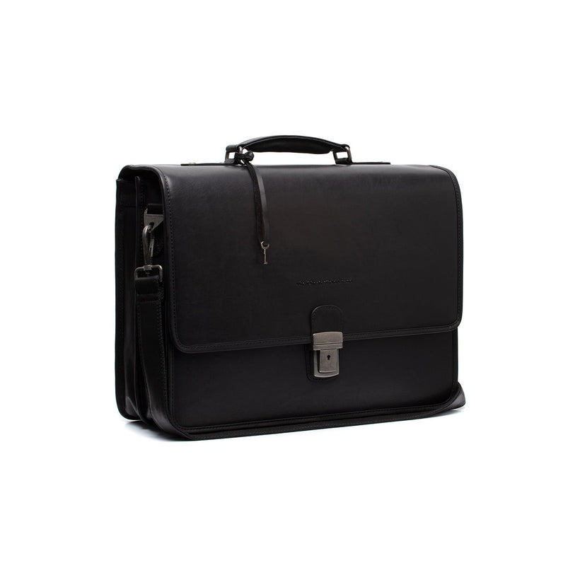 Black Leather Briefcase Glenwood, front view