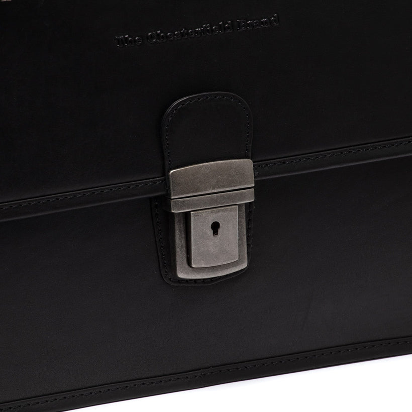 Black Leather Briefcase Glenwood, front view