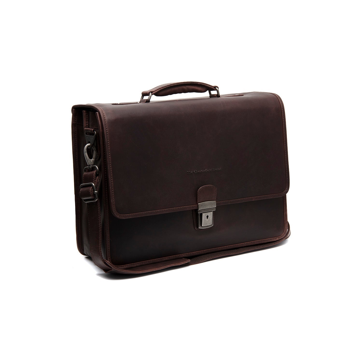 Brown Leather Briefcase Glenwood, front view