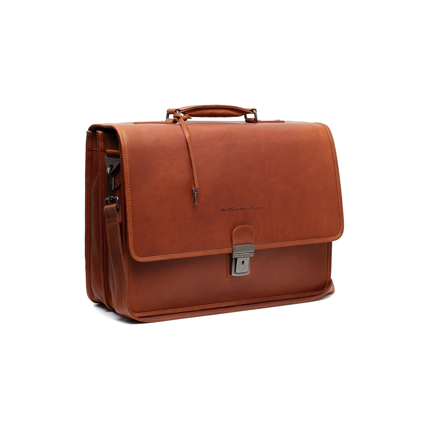 Cognac Leather Briefcase Glenwood, front view
