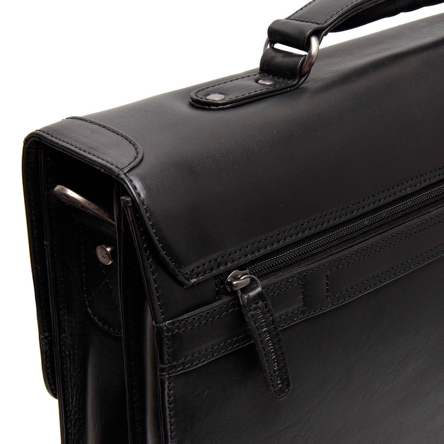 Black Leather Briefcase Salvatore, detail view 3