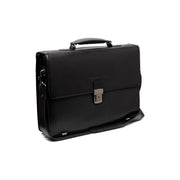 Black Leather Briefcase Salvatore, front view