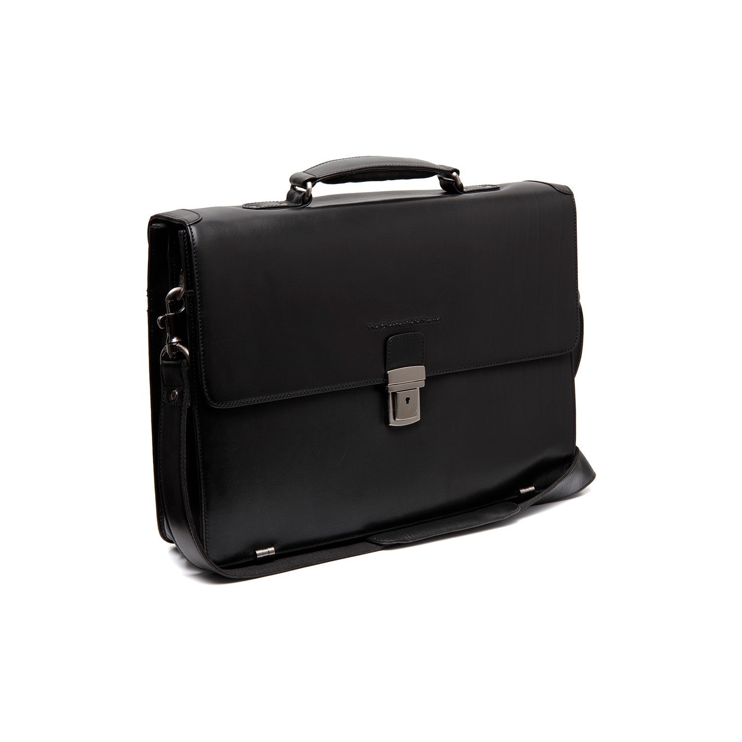 Black Leather Briefcase Salvatore, front view