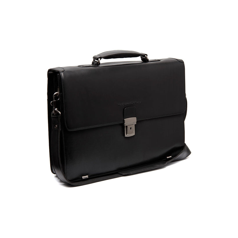 Black Leather Briefcase Salvatore, front view