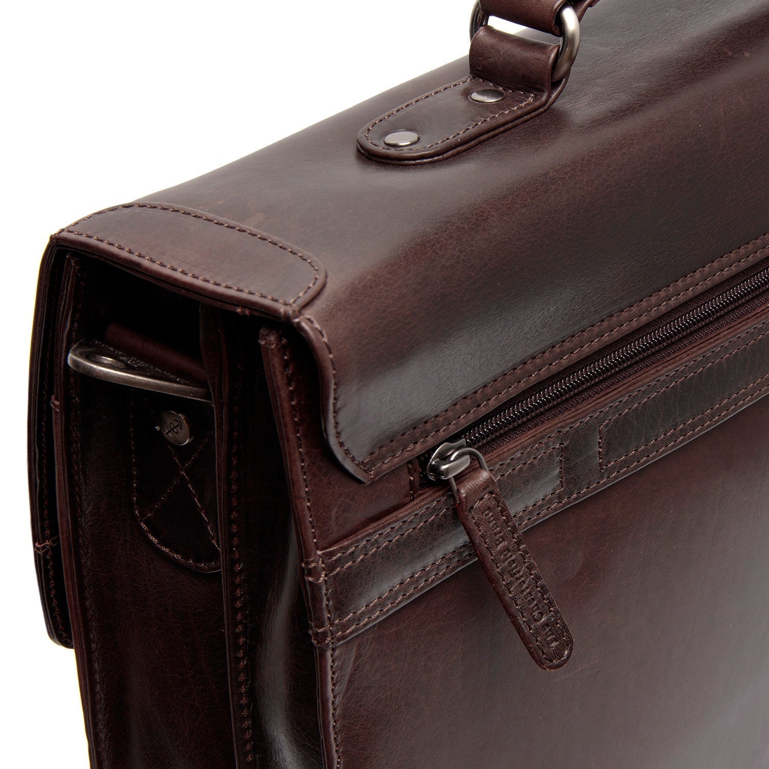 Brown Leather Briefcase Salvatore, detail view 5