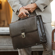 Brown Leather Briefcase Salvatore, product view 2