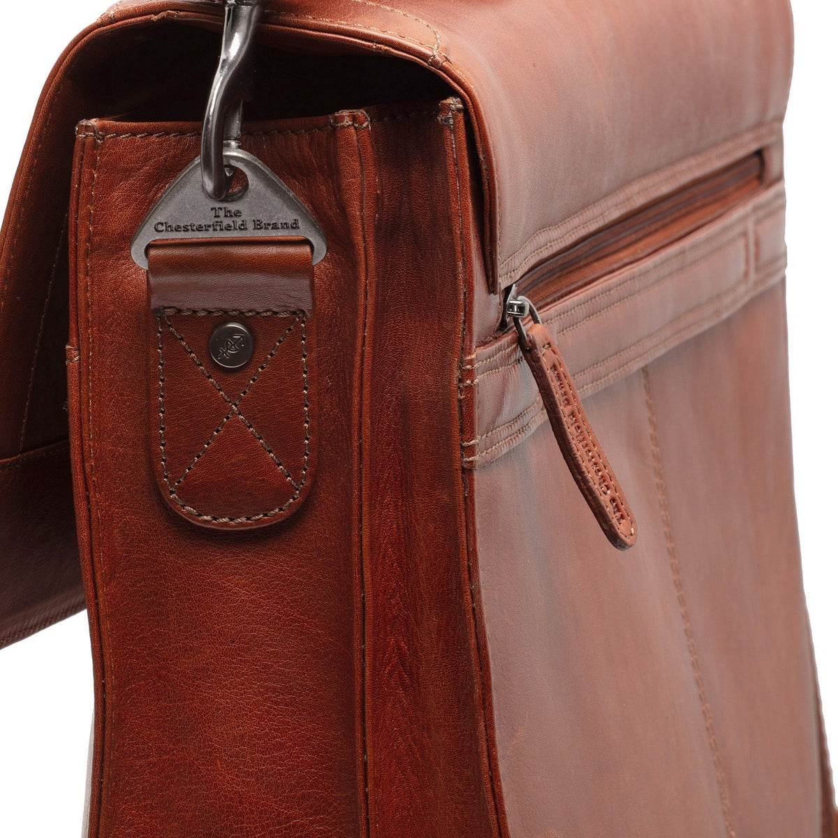 Cognac Leather Briefcase Salvatore, detail view 5