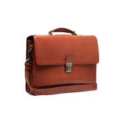 Cognac Leather Briefcase Salvatore, front view