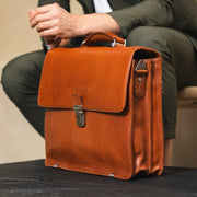 Cognac Leather Briefcase Salvatore, product view 2