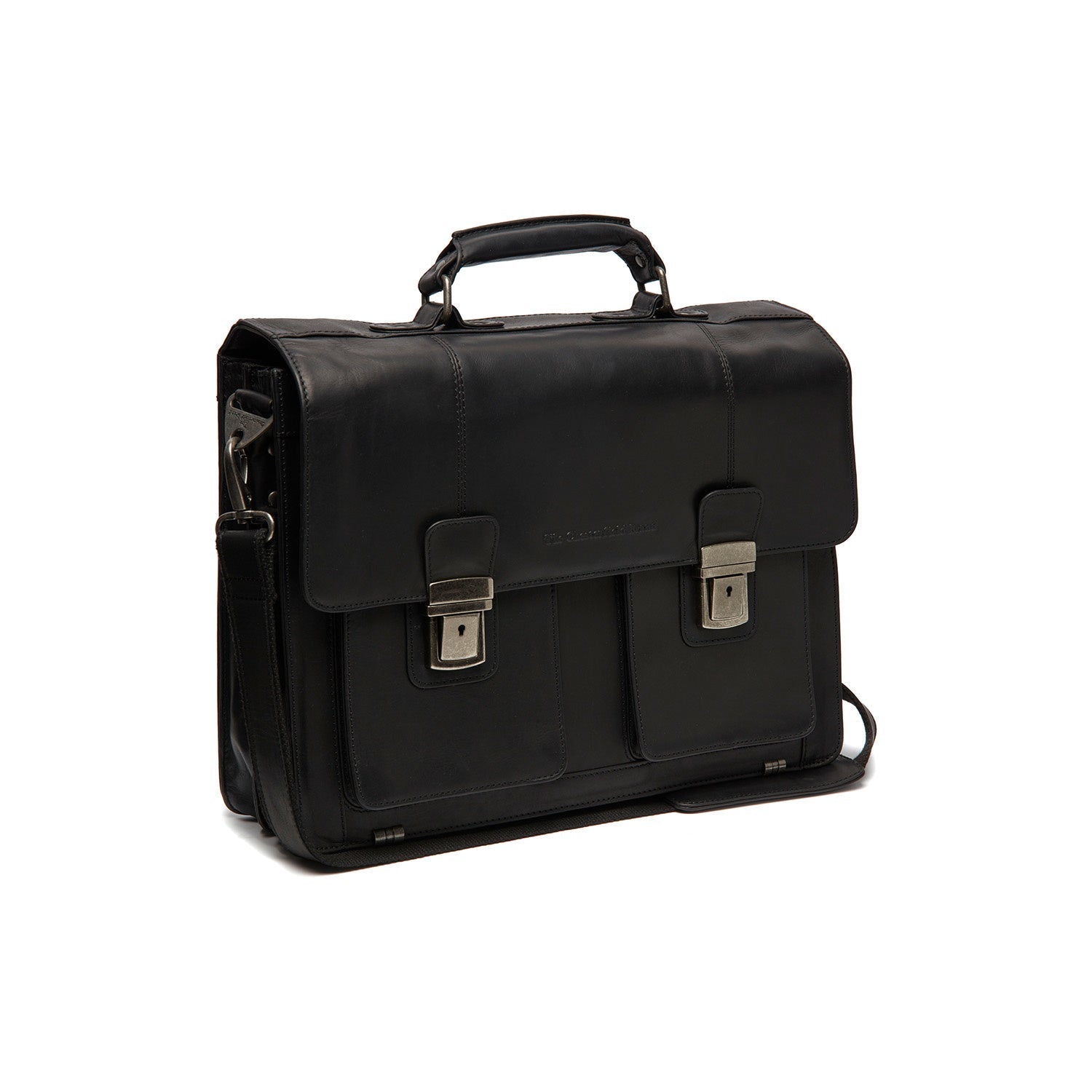 Black Leather Briefcase Springfield, front view
