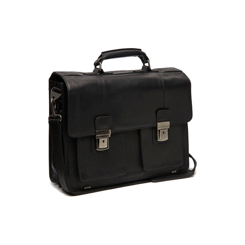 Black Leather Briefcase Springfield, front view