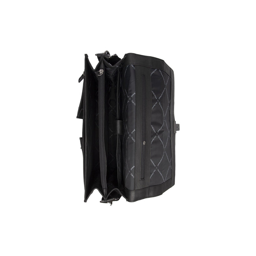 Black Leather Briefcase Stuttgart, front view