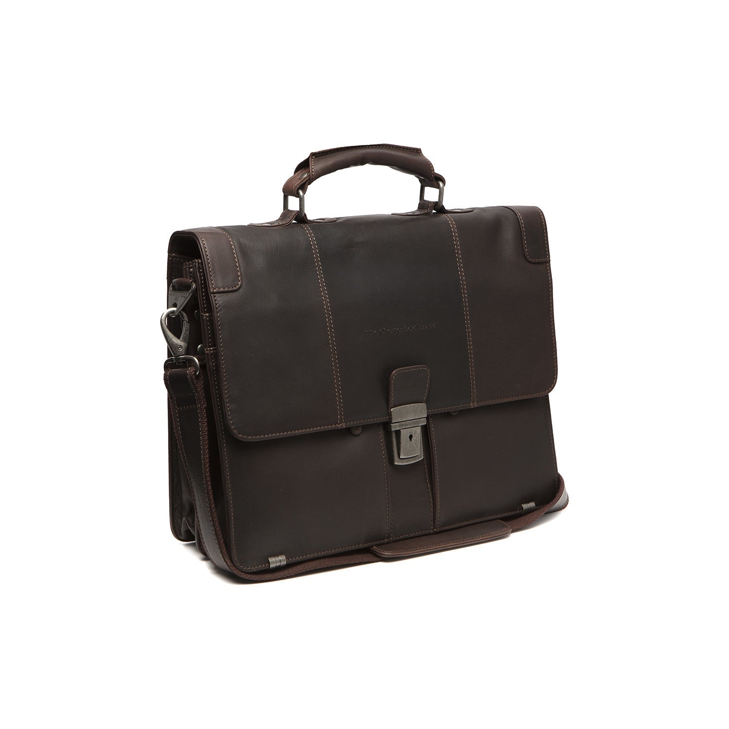 Brown Leather Briefcase Stuttgart, front view