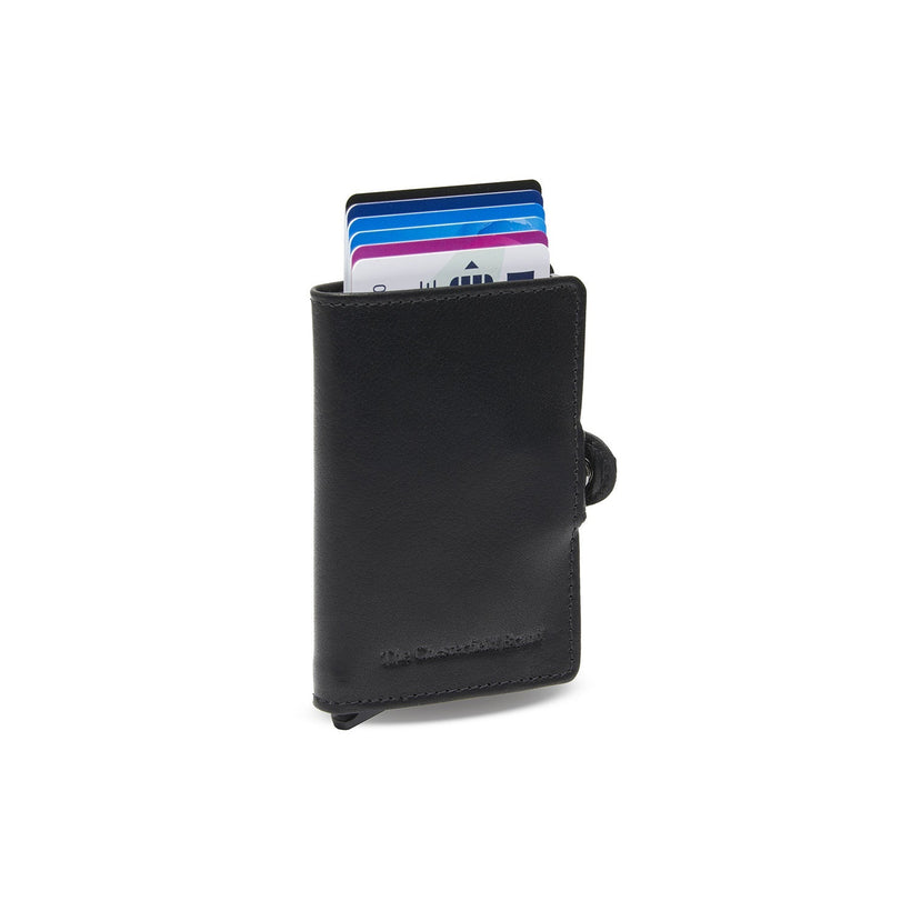 Black Leather Card Holder Albury, front view