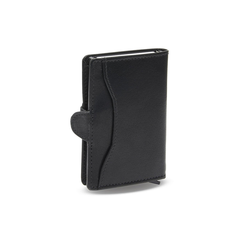 Black Leather Card Holder Albury, front view