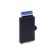 Navy Leather Card Holder Albury, front view