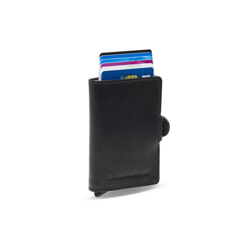 Black Leather Card Holder Baldwin, front view