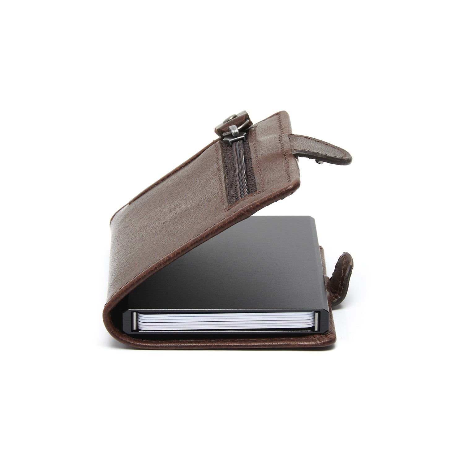 Brown Leather Card Holder Baldwin, detail view 1