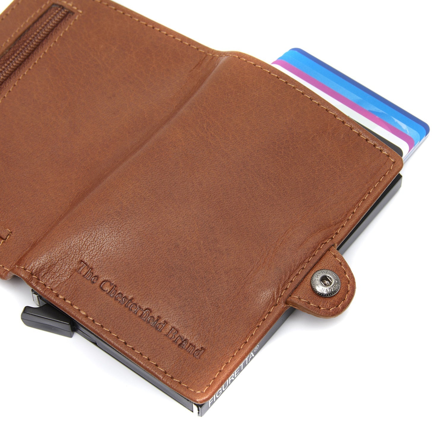 Cognac Leather Card Holder Baldwin, detail view 4