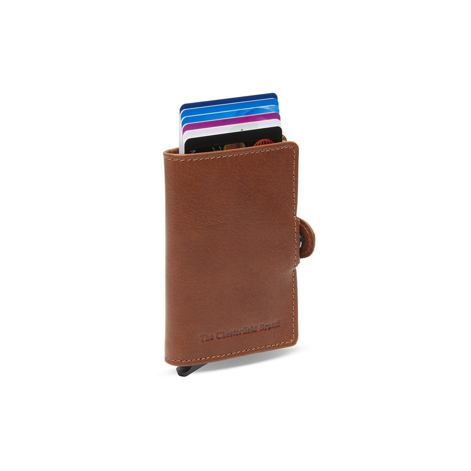 Cognac Leather Card Holder Baldwin, front view