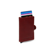 Red Leather Card Holder Baldwin, front view