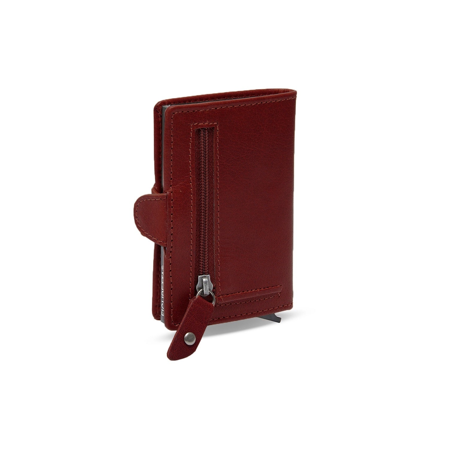 Red Leather Card Holder Baldwin, product view 2