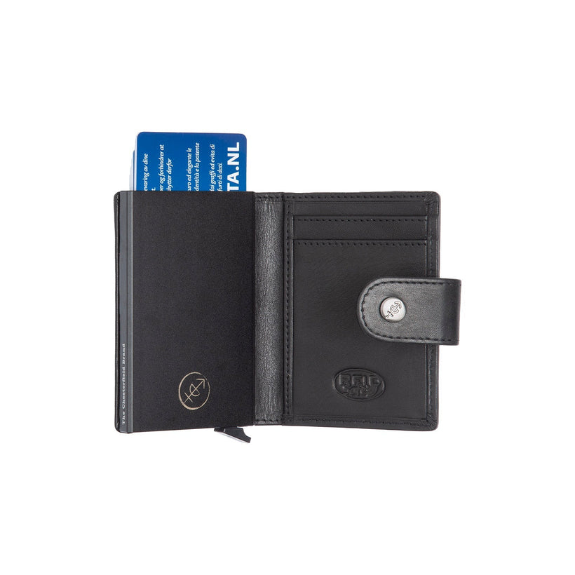 Black Leather Card Holder Barrea, front view