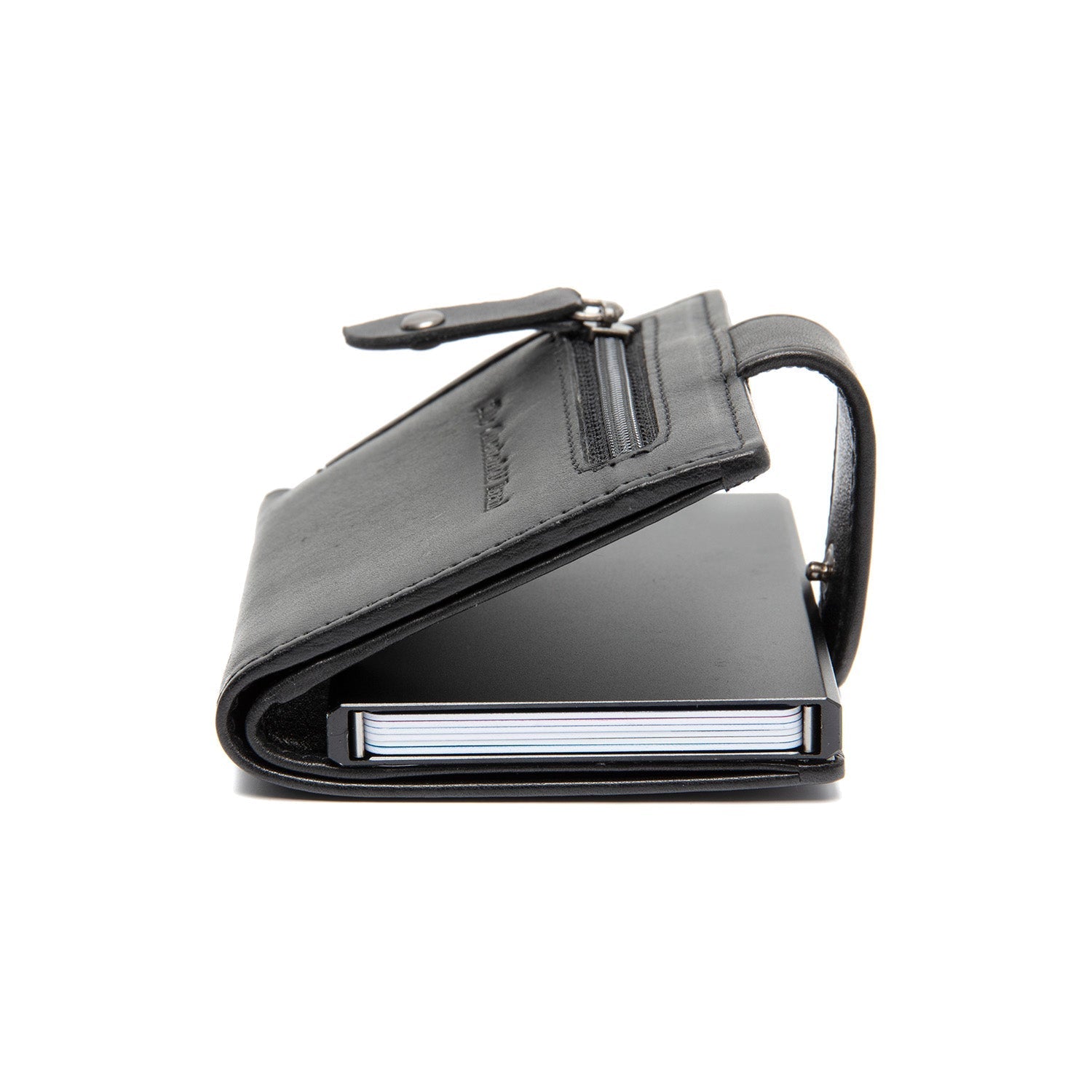 Black Leather Card Holder Barrea, product view 3
