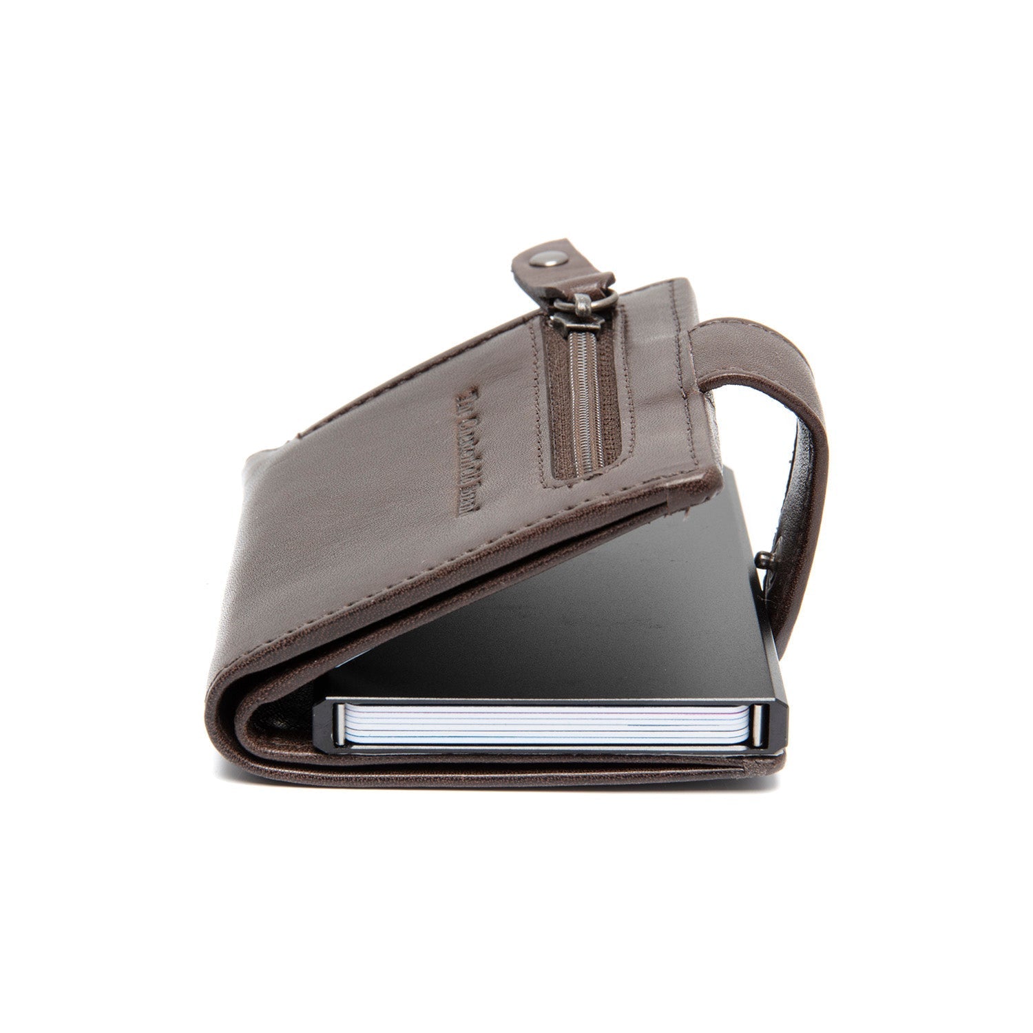 Brown Leather Card Holder Barrea, detail view 1