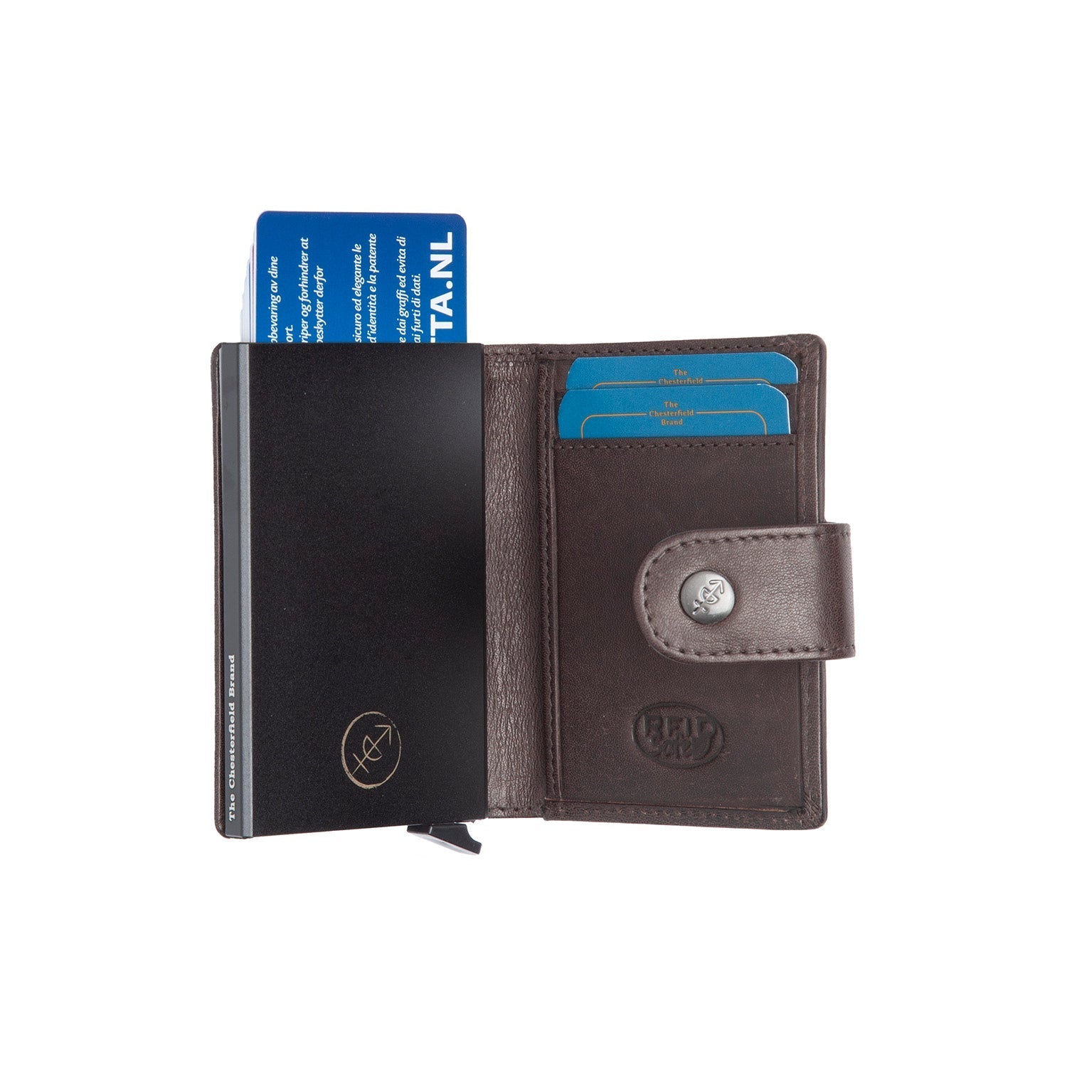 Brown Leather Card Holder Barrea, product view 3